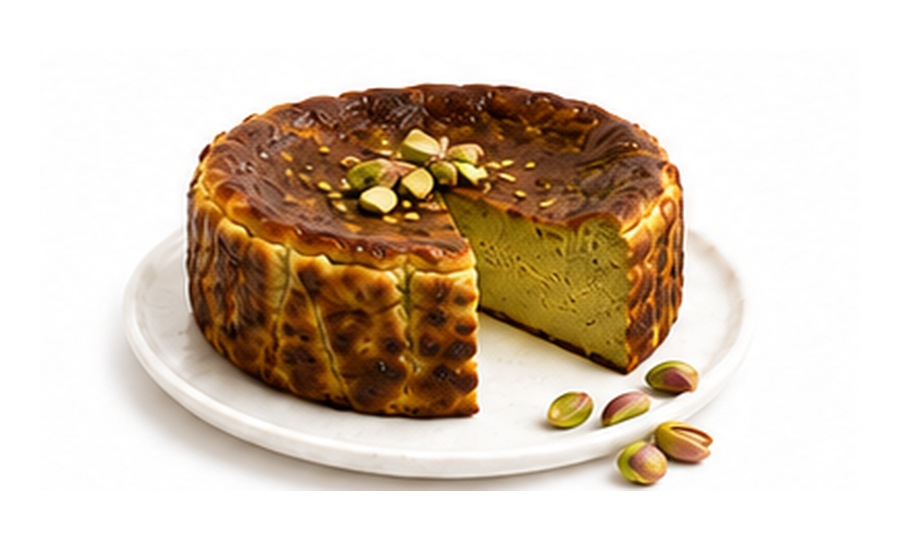 Pistachio Basque cheesecake